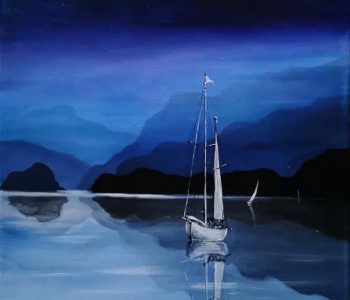 Midnight reflection. Acrylic on canvas. Size 30x20 inches. Price € 3800